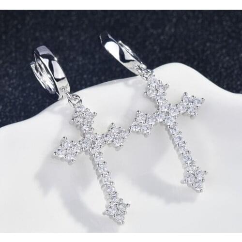 Fashion Cross Drop Earrings Men And Women Punk Unusual Hoop Earring S925 Silvery Jewelry For Wedding Party Christmas Gifts