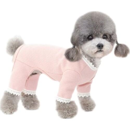 Soft Dog Clothes Pet Dog Costume Blue Pink Beige Lace Cat Dog Coat Jumpsuit Pajamas For Small Dogs Chihuahua Bichon Dog Overalls