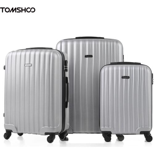 TOMSHOO Hard Shell 3 Piece Luggage Set Carry On Suitcase 20/24/28 Inch Suitcase ABS Code Lock for Travel Business Men Women