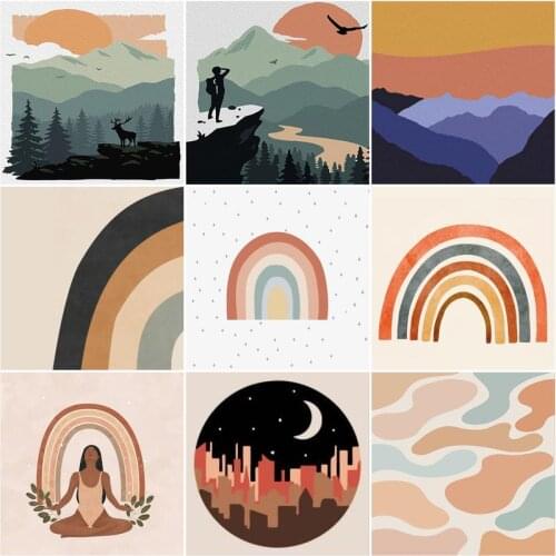 RUOPOTY 20x20cm Frame Diy Painting By Numbers For Kids Mountain Modern Wall Art Picture By Numbers Diy Gift Home Decors