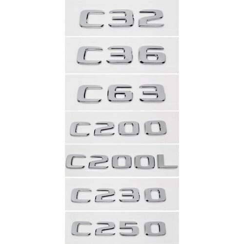 For Mercedes Benz AMG W203 W204 C32 C36 C63 C200 C200L C230 C250 Trunk Lid Sticker Number Plastic Emblem Car Exterior Decoration