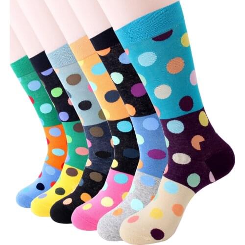 Peonfly Fashion 2020 Colorful Dot Cotton Men Happy Personality Tide Brand Harajuku Funny Socks Casual Meias