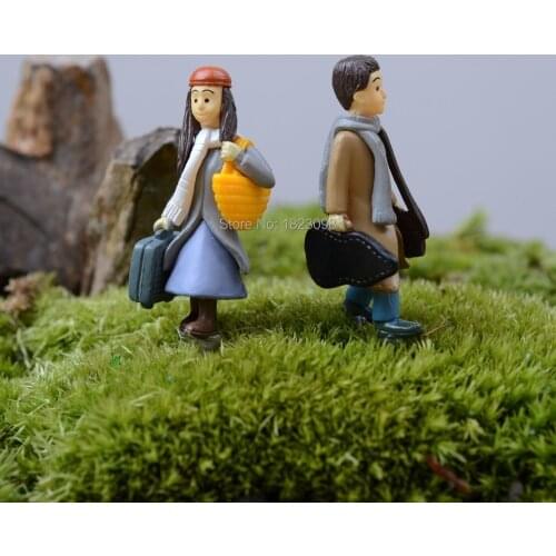 Sale 2 Pcs/lot Mini People Men Women Fairy Garden Decor Crafts Home Decor DIY Miniature People Miniature Garden