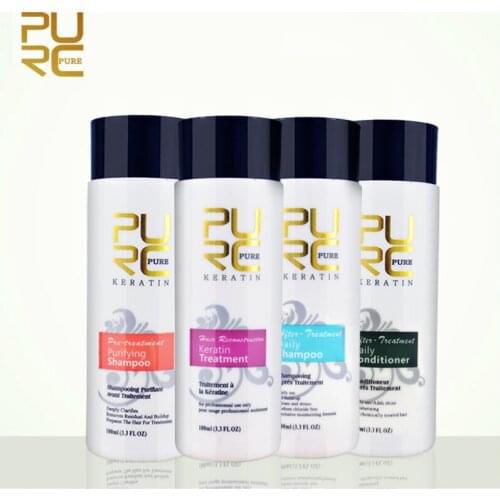 PURC 4PCS/set Chocolate keratin Treatment Hair Straightening Repair Straighten Damaged Hair Scalp Treatment Hair Care 4pcsX100ml