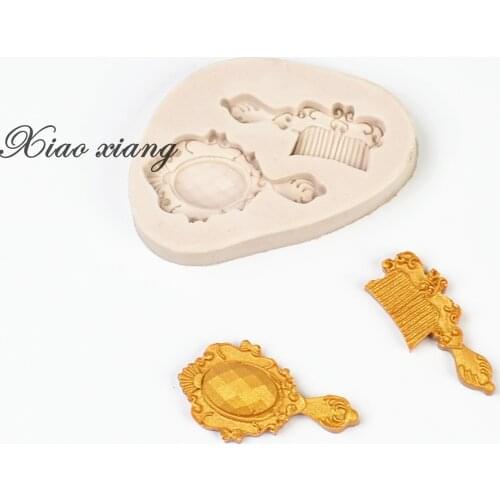 New Arrival DIY Mirror Comb Soap Candy Silicone Fondant Mold Sugar Craft Cake Decorating Tools Christmas Silicone Mold FM632