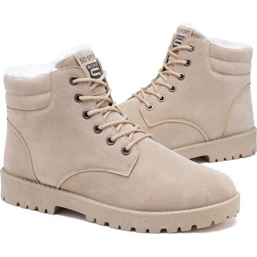 Warm cotton winter ankle boots women shoes 2021 new arrival lace-up solid flock snow boots platform shoe woman sneaker plus size