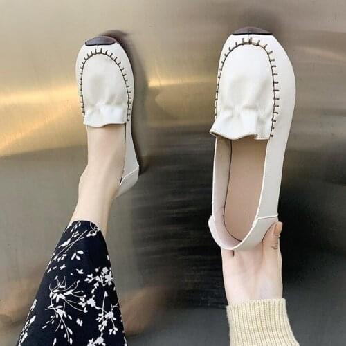 YSHUNIJ Casual Comfortable Soft-soled Womens Shoes 2021 Spring and Autumn New Shallow Mouth Lotus Leaf Flat Shoes Women