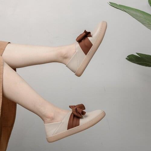 Round Toe Slip on Ladies Loafers Elegant Fashion Soft Comfortable Female Moccas Solid Butterfly-knot Shoes Low Heels Loafers