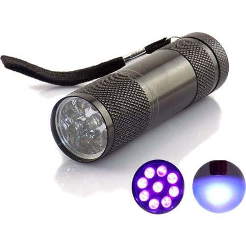 Flashlight Ultraviolet Mini 9 led UV Torch Ultra Violet Protable Purple Linternas Flash Light Lamp For Money Check AAA Battery