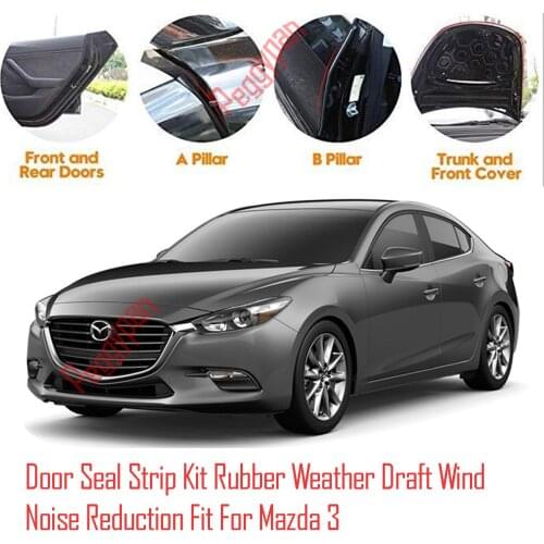 Door Seal Strip Kit Self Adhesive Window Engine Cover Soundproof Rubber Weather Draft Wind Noise Reduction Fit For Mazda 3