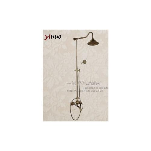 High Quality Copper Brass Bathroom 8" Rain Shower Set Hot Mixer Faucet Tap Set Chuveiro Torneira Antique Brass