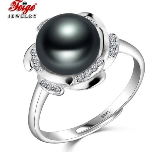 4 Colors Genuine 925 Sterling Silver Natural Freshwater Cultured Pearl Finger Rings for Women Gifts Ring Fine Jewelry FEIGE