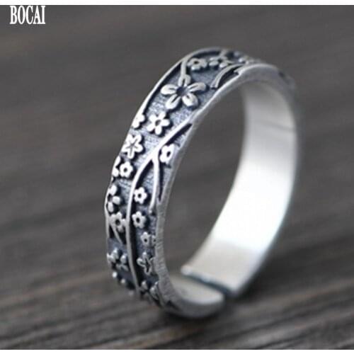 2020 new real solid pure S925 silver Thai silver ring for women adjustable plum silver woman ring
