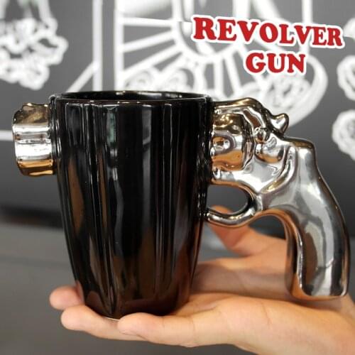 1Pc Ceramics Cup Revolver cup Mug pistol shaped Funny Ceramic Cup Cool Coffee mug To Send Boys Friends Birthday Gifts CL04014