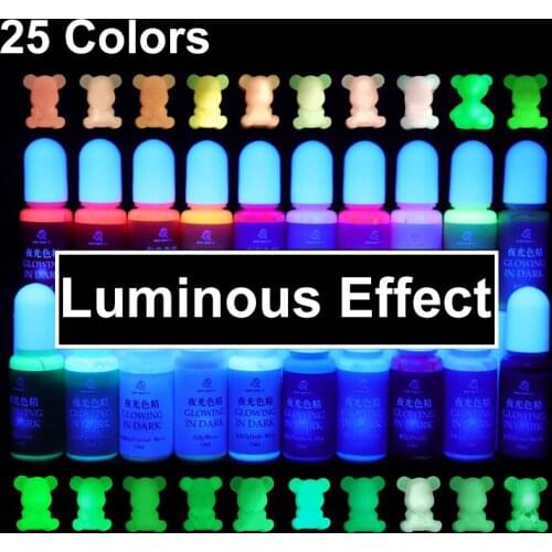 10ml 25 Colors Glowing in dark High Concentration Epoxy UV Resin Coloring Dye Colorant Pigment Handmade DIY Jewelry Making