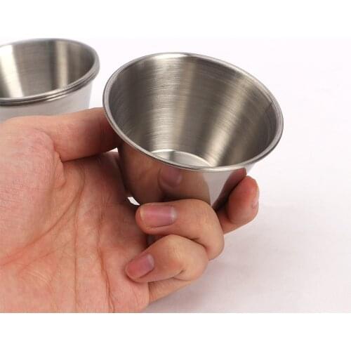 2PCS Stainless Steel Sauce Cups Individual Round Condiments Ramekins, Commercial Grade Safe/Portion Dipping Sauce Kitchen Set