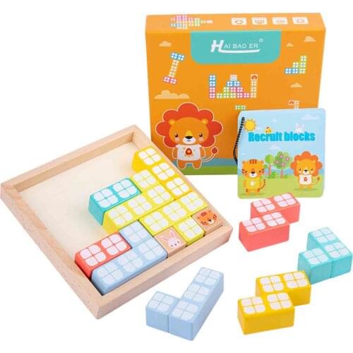 3D Puzzle Wooden Tangram Math Toys Game Children Pre-school Magination Intellectual Educational Toy for Kids