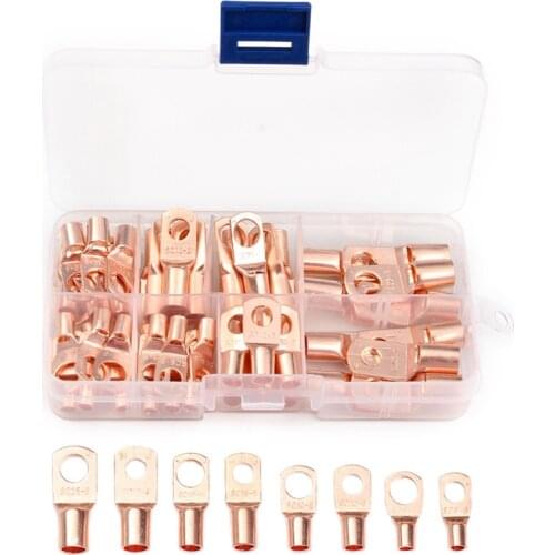 60PCS/set SC6-25 Copper Lug Ring Wire Connectors for Battery Bare Cable Electric Wire Crimp Terminal For Battery