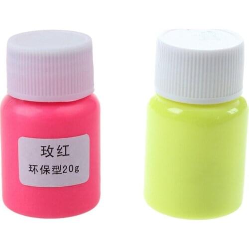 2 Pcs 20G Glow In The Dark Acrylic Luminous Paint Bright Pigment Party Decoration DIY, Pink & Golden Yellow