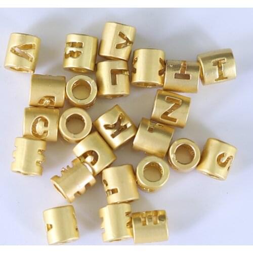 10PCS Gold Color Letter English Alphabet Beads For Jewelry DIY Making Bracelet Charms Pendant Handmade Materials Accessories