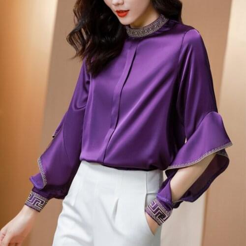 C xin OO er L Womens Satin Shirts