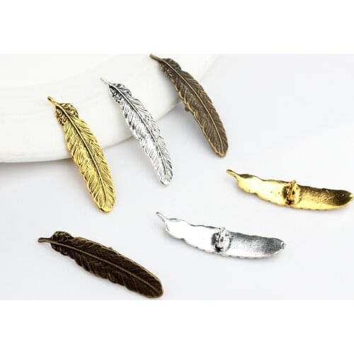 6pcs Retro Zinc Alloy Bronze Gold Feather Decorative Buttons CONCHO Charms Pendant For DIY Accessories Free shipping