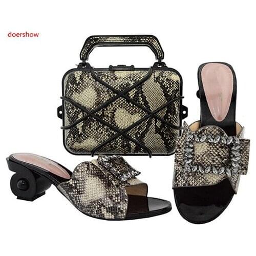 Doershow Italian Shoes With Matching Bag Set For Wedding Party Fashion Women Pumps African Shoes and Bags TGF1-12