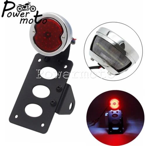 Chrome Motorcycle LED Side Mount License Plate Taillight Bracket For Harley Honda Kawasaki BMW Yamaha Suzuki Tail Brake Light
