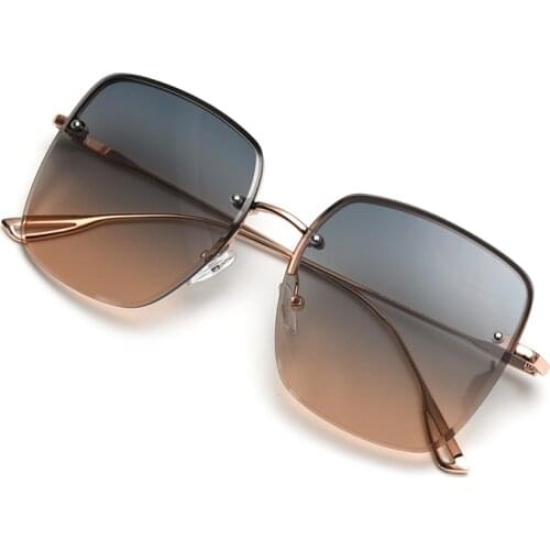 JackJad 2021 Fashion Vintage Half Metal Square Style Gradient Sunglasses Women ins Brand Design Sun Glasses Oculos De Sol J1296