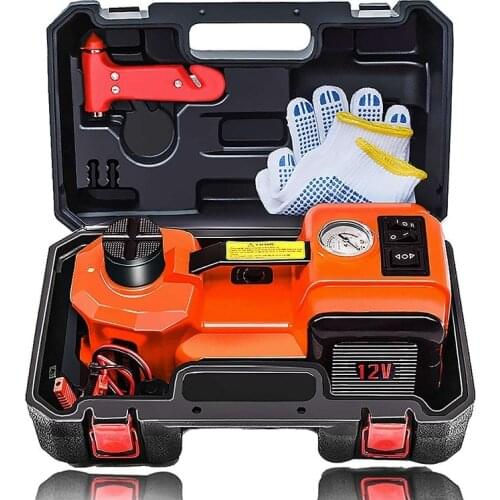 NthPower Electric Car Hydraulic Jack kit 5Ton 12V with Tire Inflator Pump and LED Flashlight 3 in 1 Lift jacks With Safe Hammer