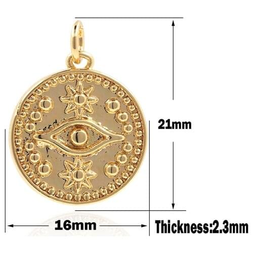 Evil Eye Round Coin Necklace Embossed Magic Eye Pendant Pharaohs Eye Pendant DIY Jewelry Making Accessories 21x16x2.3mm