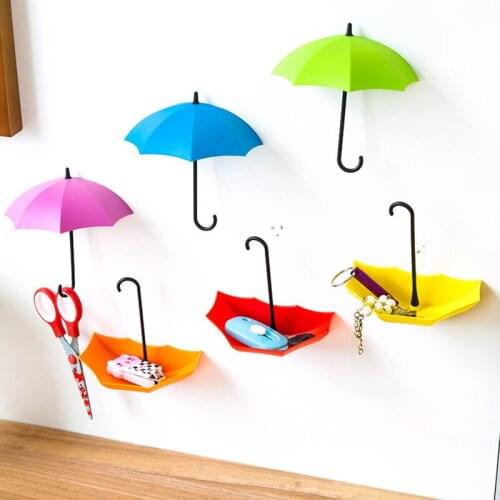3Pcs Non-marking punch-free umbrella hook self-adhesive hook wall door clothing hanger key debris hook bathroom kitchen sticky