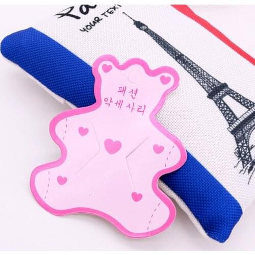 Little Bear Shape Hairpin Packaging Cards 100pcs/lot Fuchsia Korean Style Popular Jewelry Head Accessories Display Paper Cards