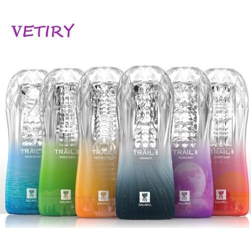 VETIRY Male Masturbator Cup Soft Pussy Sex Toys Transparent Vagina Endurance Exercise Sex Products Vacuum Pocket Cup for Men