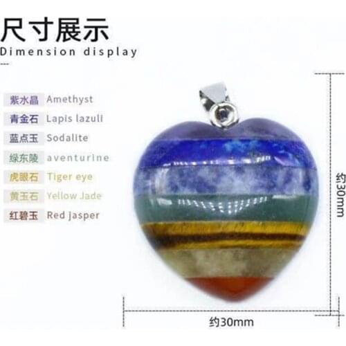 Newest Necklace 7 chakras stones heart Pendant Valentines Day Gemstone Necklaces Simple Jewelry Mothers Day Gift