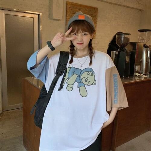 Female New Student Women Fashion Clothing Korean Loose Niche Half-sleeved T-shirt Ins Trendy Girlfriends Top Kawaii Clothes