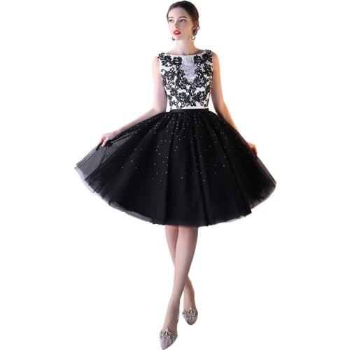 New Evening Dress Noble and Elegant Party Host Dress Female Student Short Black Dress Formal Dress Formal Dresses Evening Gown