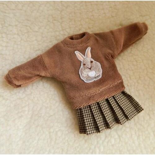 Dolls Blyth Outfit Clothes Brown Long-sleeve Hoodie + Skirt Blyth dress Doll Accessories(fit Licca,Azone,Pullip,Blyth 1/6 doll)