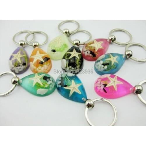 FREE SHIPPING wholesale 24 pcs vogue lucid design sea star sea shell stone grass XMAS key-chains
