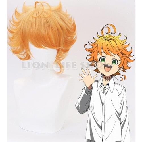 The promised Neverland Emma Cosplay Wig Short Blonde Ombre Hair Gradient Curly