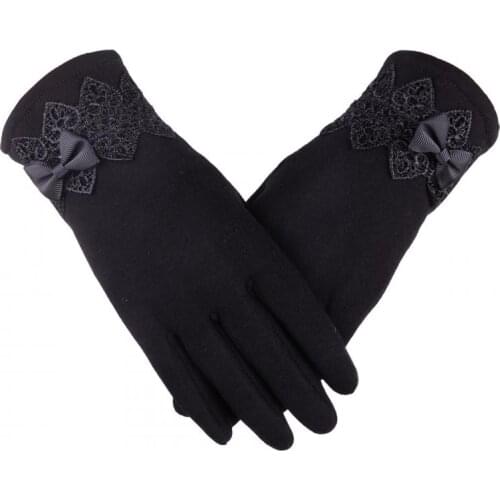 Gloves Womens Winter Warmcotton GlovesMittensWomens GlovesBowknot Winter Gloves Add Velvet To Keep Warm Mittens Winter Gloves