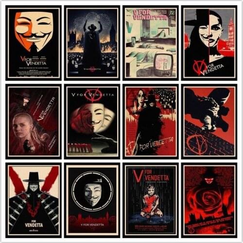Perfect JL V for Vendetta retro posters kraft wall paper High Quality Painting For Home Decor wall stickers HBB5
