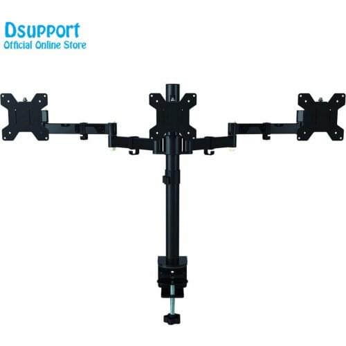 Fully Adjustable Triple Arm Three LCD LED Monitor Desk Stand Mount Bracket 360 degree Rotation 180 degree Pull Out Swivel Arm