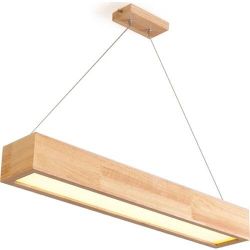 Adjustable Pendant Lights LED Wooden Dining Light With Metal Lampshade Lustres Modern Hanging Lamp Suspension Lighting