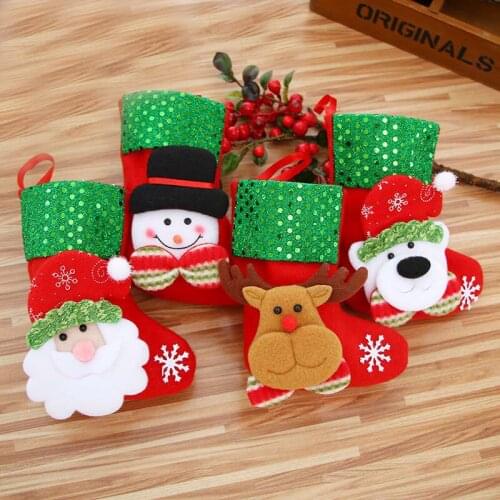 Christmas Stocking Socks Xmas Gift Candy Bags Christmas Decorations for Home Navidad Noel Natal Christmas Tree Decor New Year