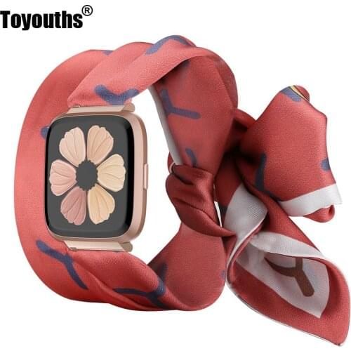 Toyouths Scarf Strap for Fibit Versa Band Women Fashion Scarf Sport Stylish Replacement Wristband Strap for Fitbit Versa 2