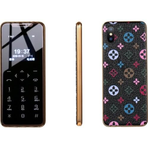 Ultra-thin Metal Frame Leather Back Cover Small Mobile Phone Bluetooth Dialer Dual Sim Card Children Phone Touch Key Vibration