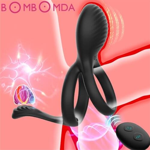 Penis Ring Vibrating Cockring Vibrator Silicone Cock Rings Delay Ejaculation Wireless Remote Control Sex Toys for Men Couple