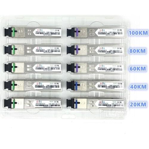 SC SFP Fiber optic module 1.25G SC 20/40/60/80/100KM 1310/1490/1550nm Single Fiber SFP Optical Module Compatible code ONU OLT