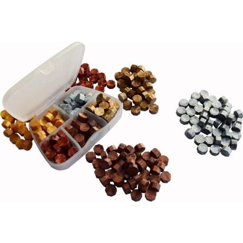 Diy 5 colors metallic sealing wax beads box for wedding invitation scrapbooking